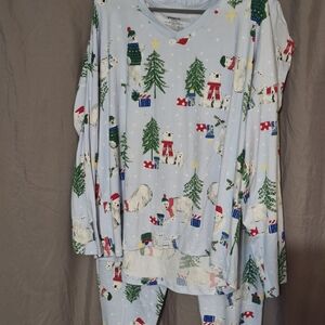 Women's Polar Bear Pajama Set -NWT Size XL Light Blue